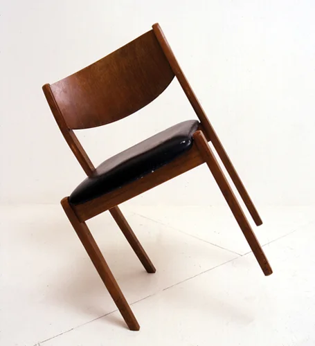 Brink , 2004 / Balanced chair, 89 x 45 x 45 cm /Installation view Max Wigram Gallery, London
