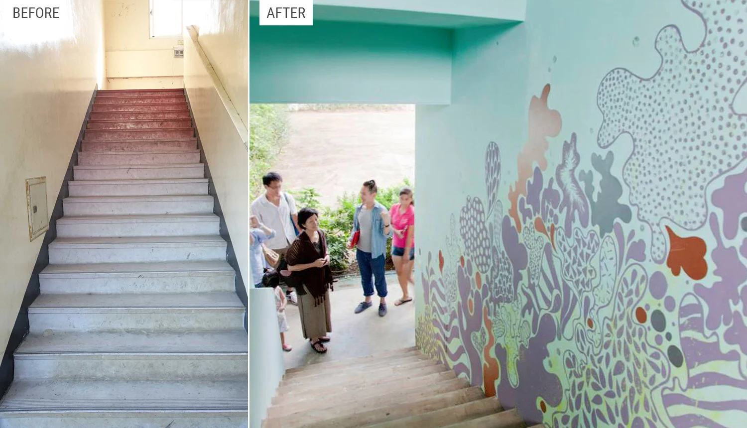 First Floor Wall (before & after)