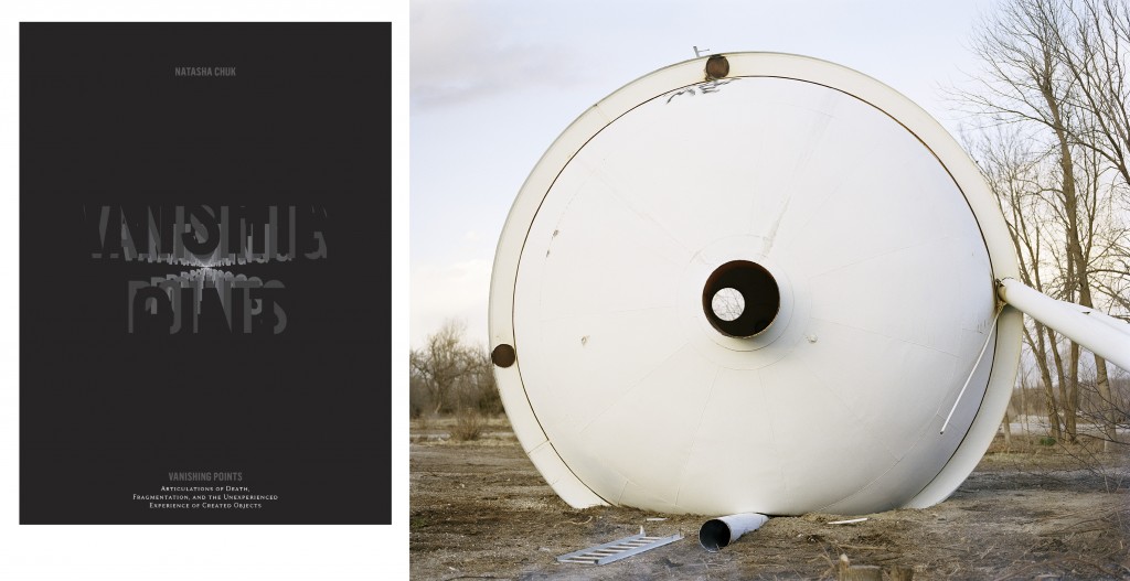 Left: VANISHING POINTS by Natasha Chuk (Intellect, Ltd., 2015); Right: Dina Kantor, Treece Water Tower 2012