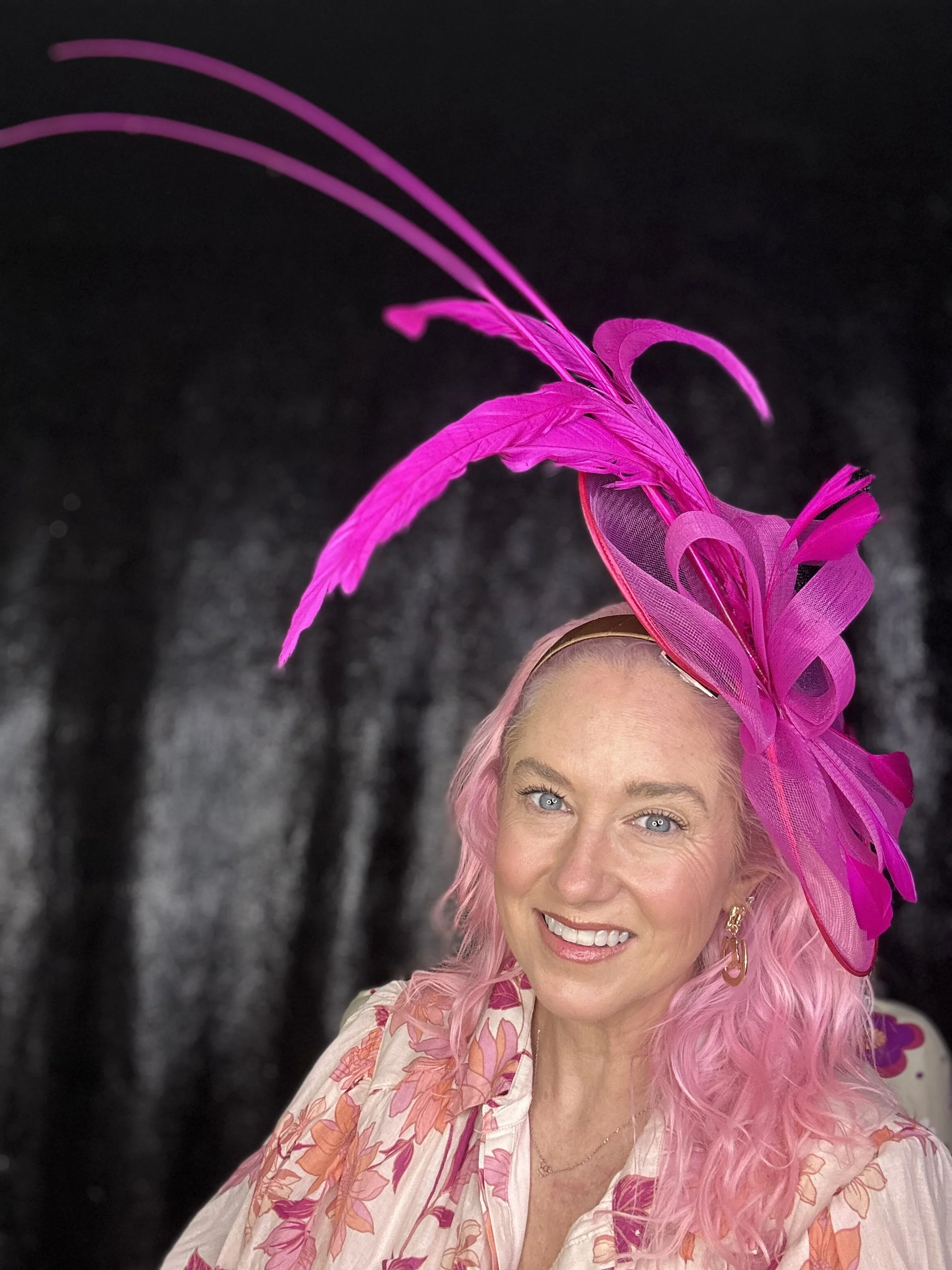 Hot Pink Feather Fascinator