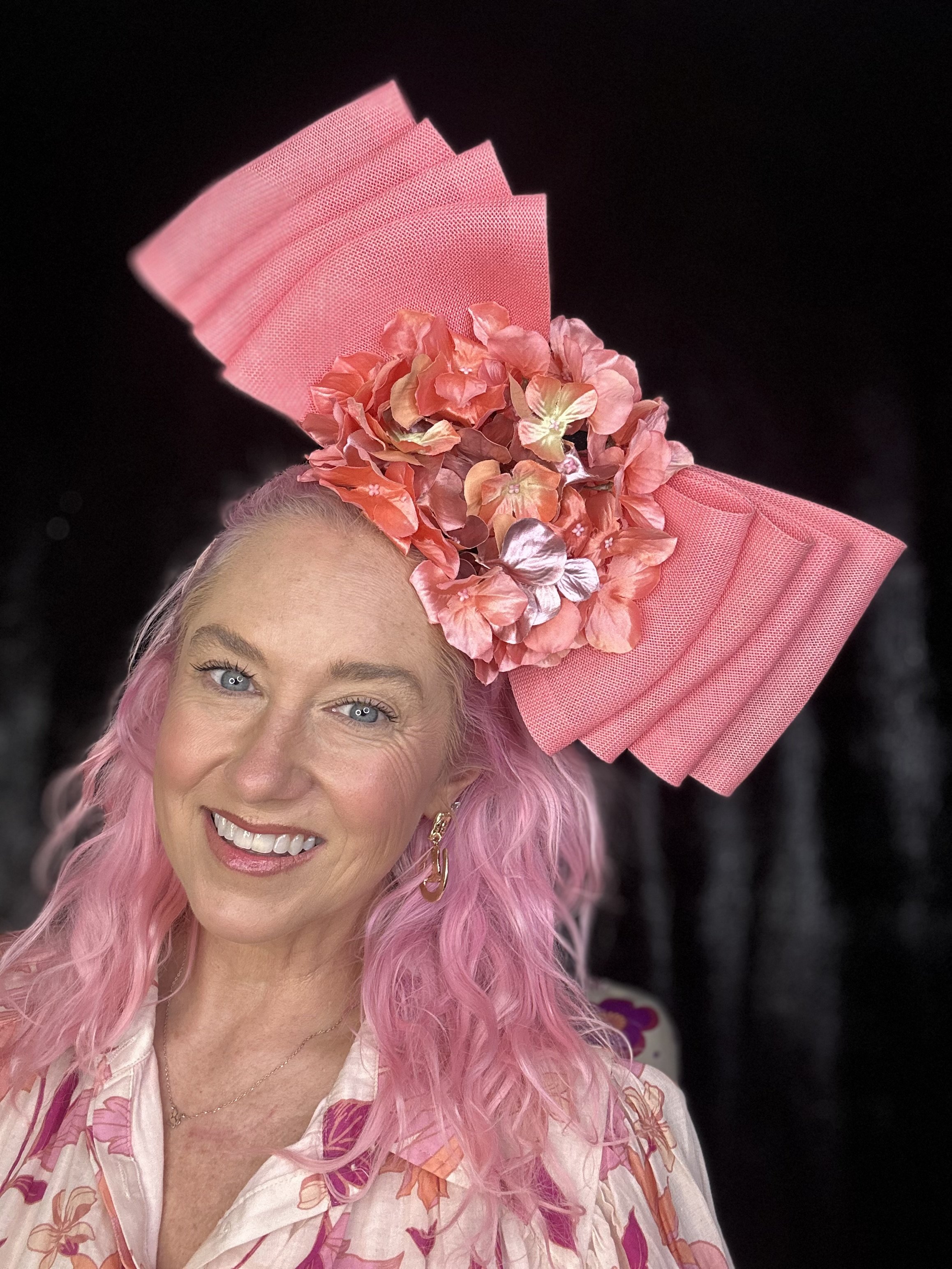 Pink Bow Floral Fascinator