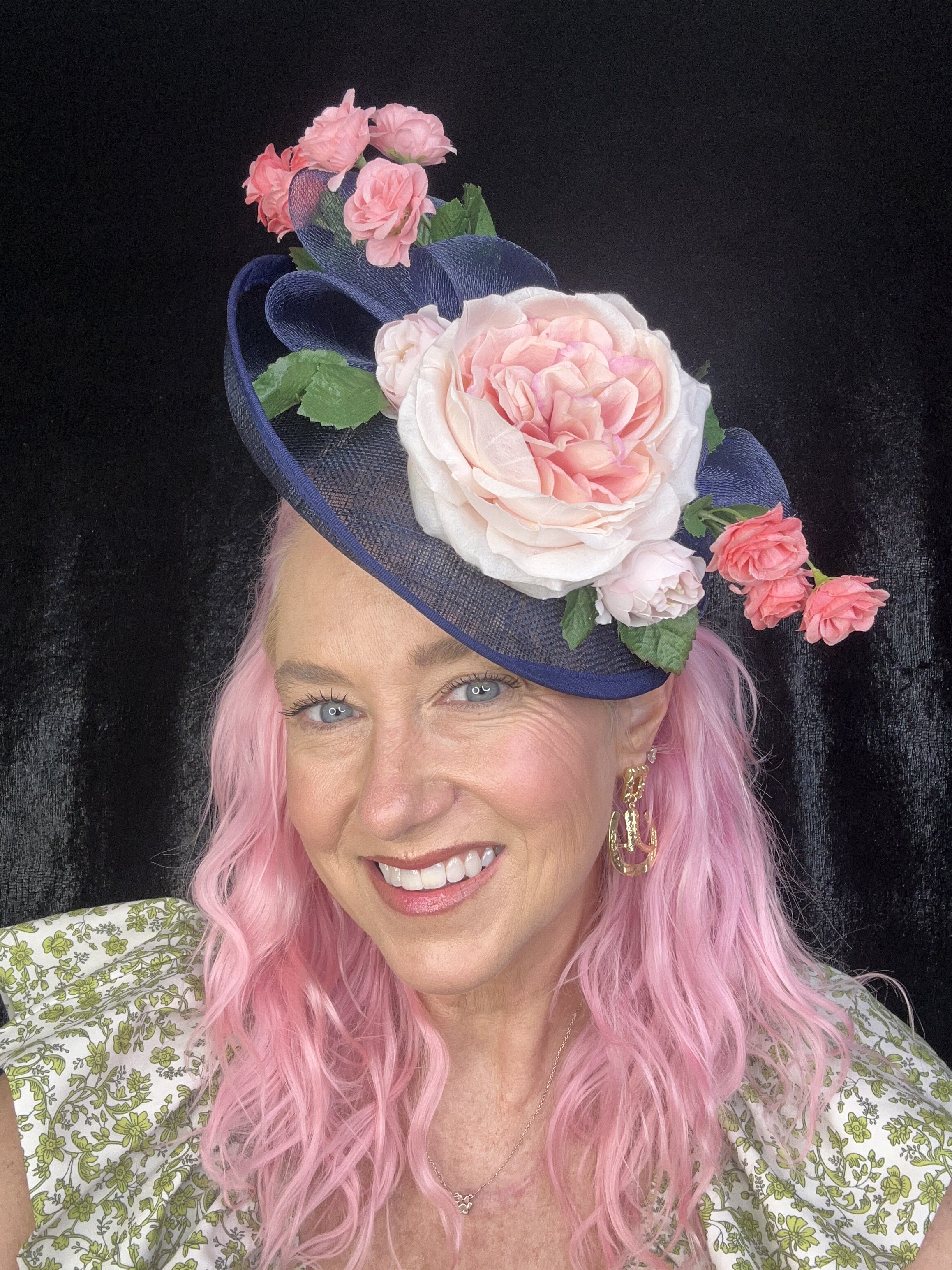 Navy Floral Elegance Fascinator