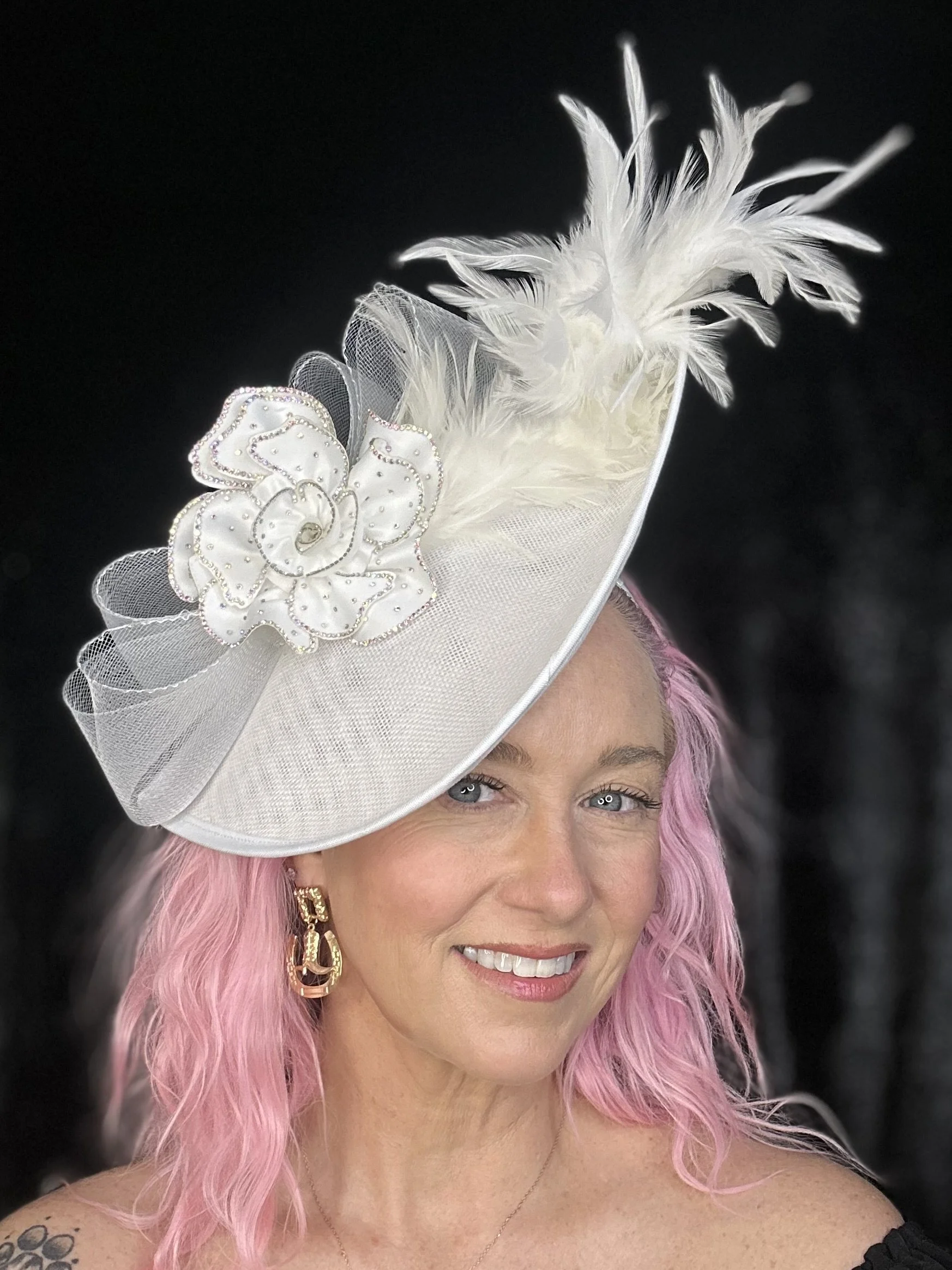 White Feathered Sparkle Fascinator