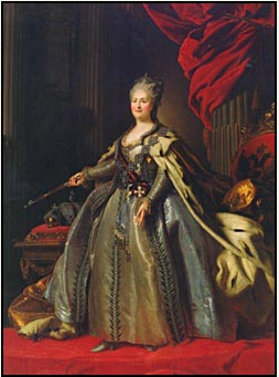 Cathering the Great in Cloth of Silver and her coronation robes.