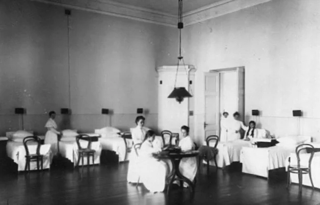 Young ladies of the catherine institute, Saint Petersburg, in their dormit0ry rooms, ca. 1900.