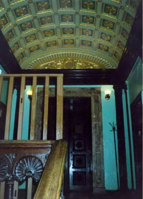 A view up the main staircase to the main salon