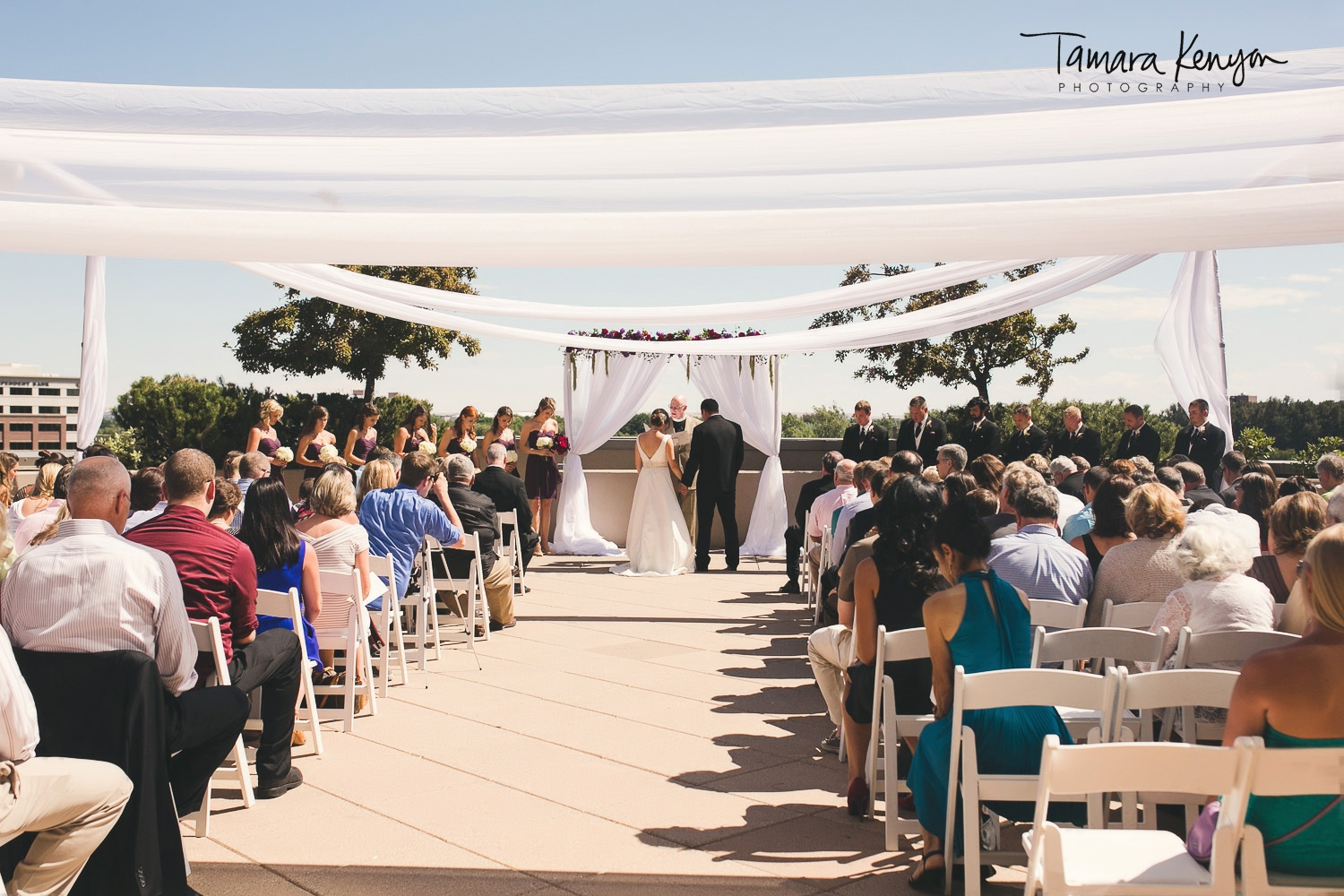 wedding ceremony on the terrace at the grove hotel