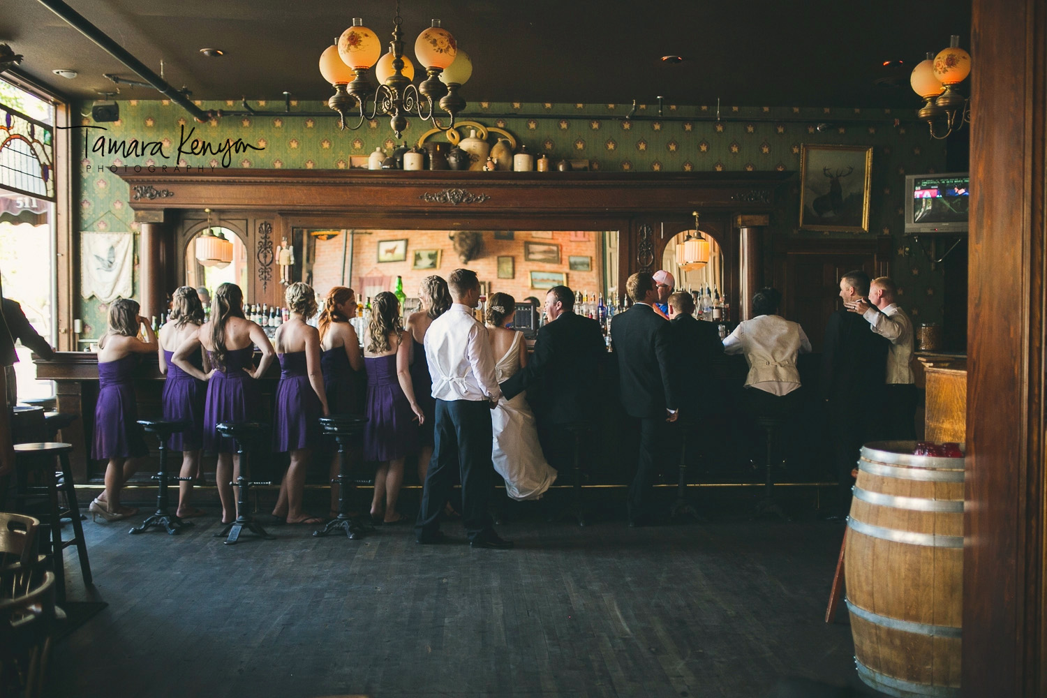 bridal party at pengillys saloon boise wedding