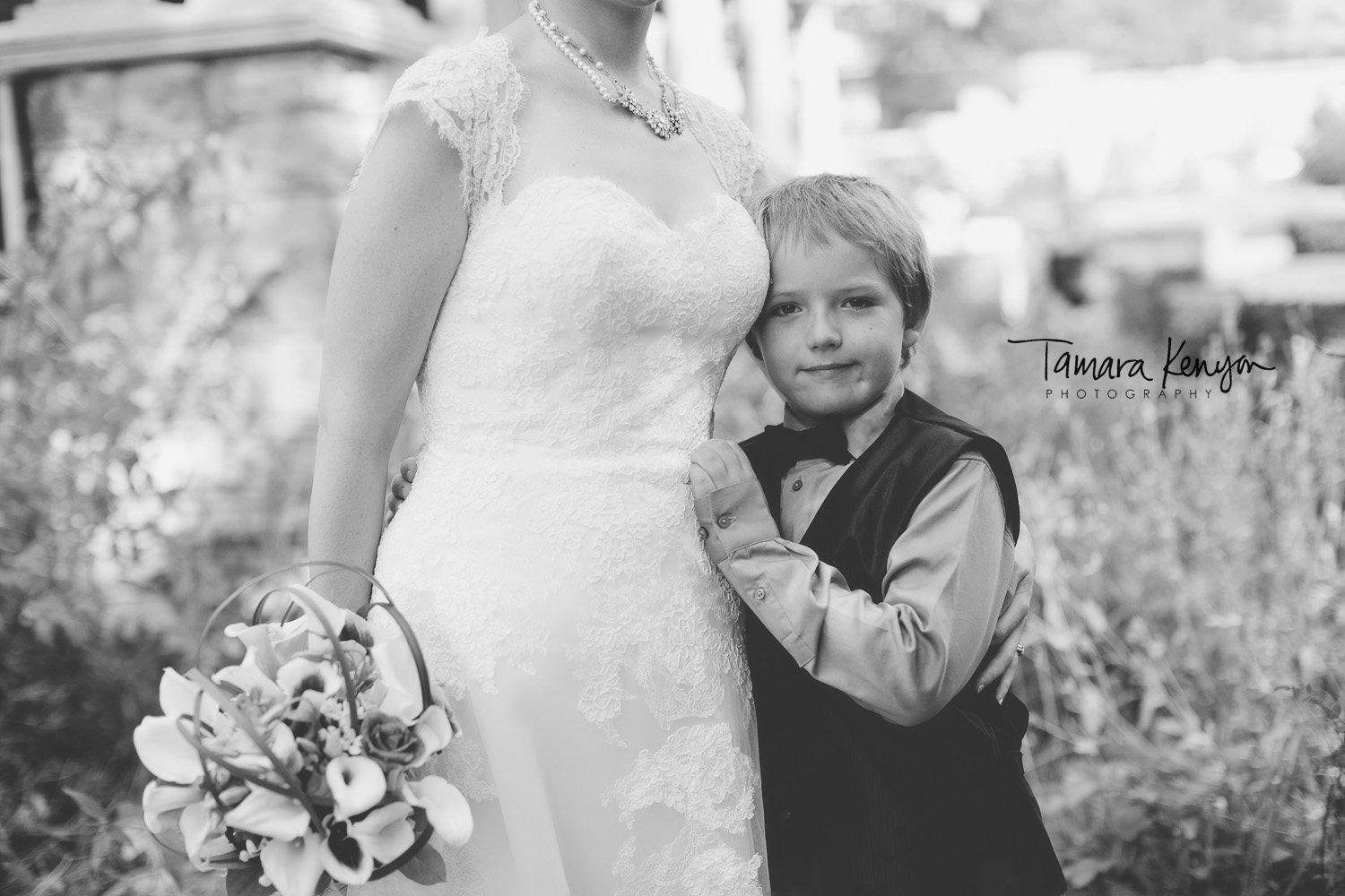 mother and son at her wedding