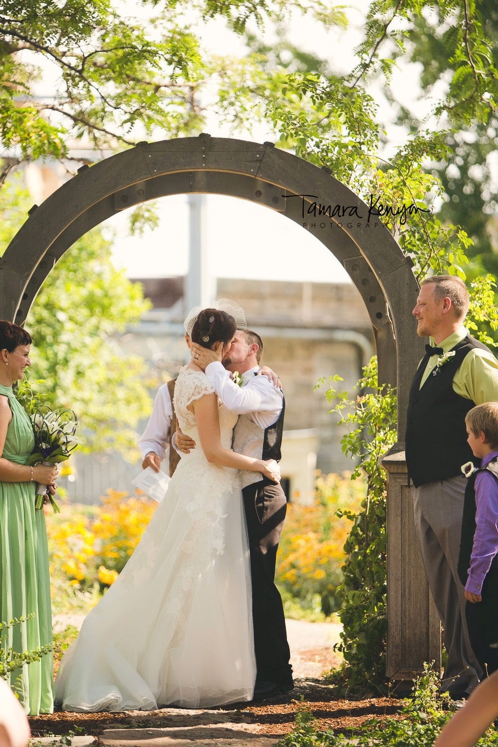 wedding ceremony at the bishops house in boise