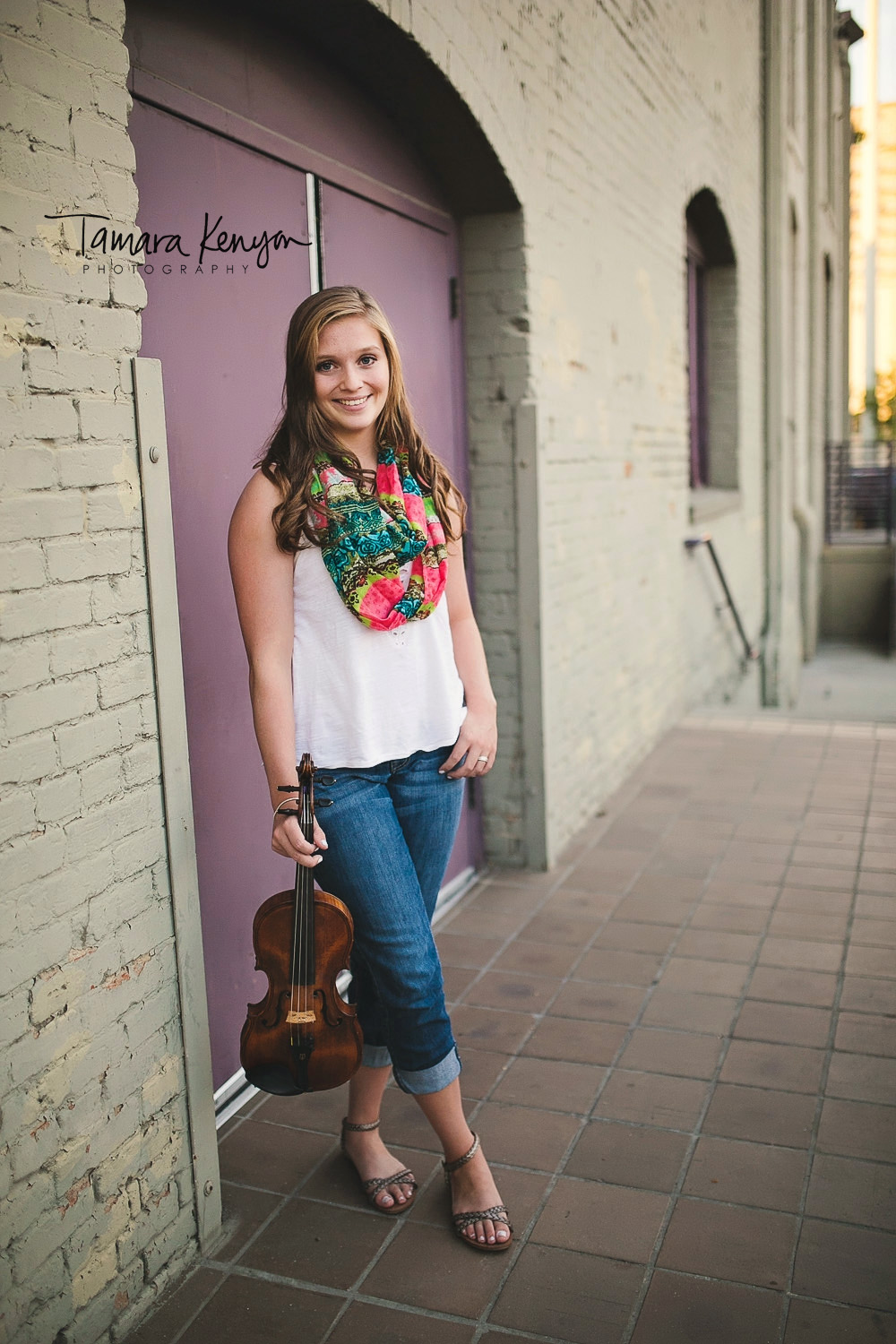 senior photos with a violin