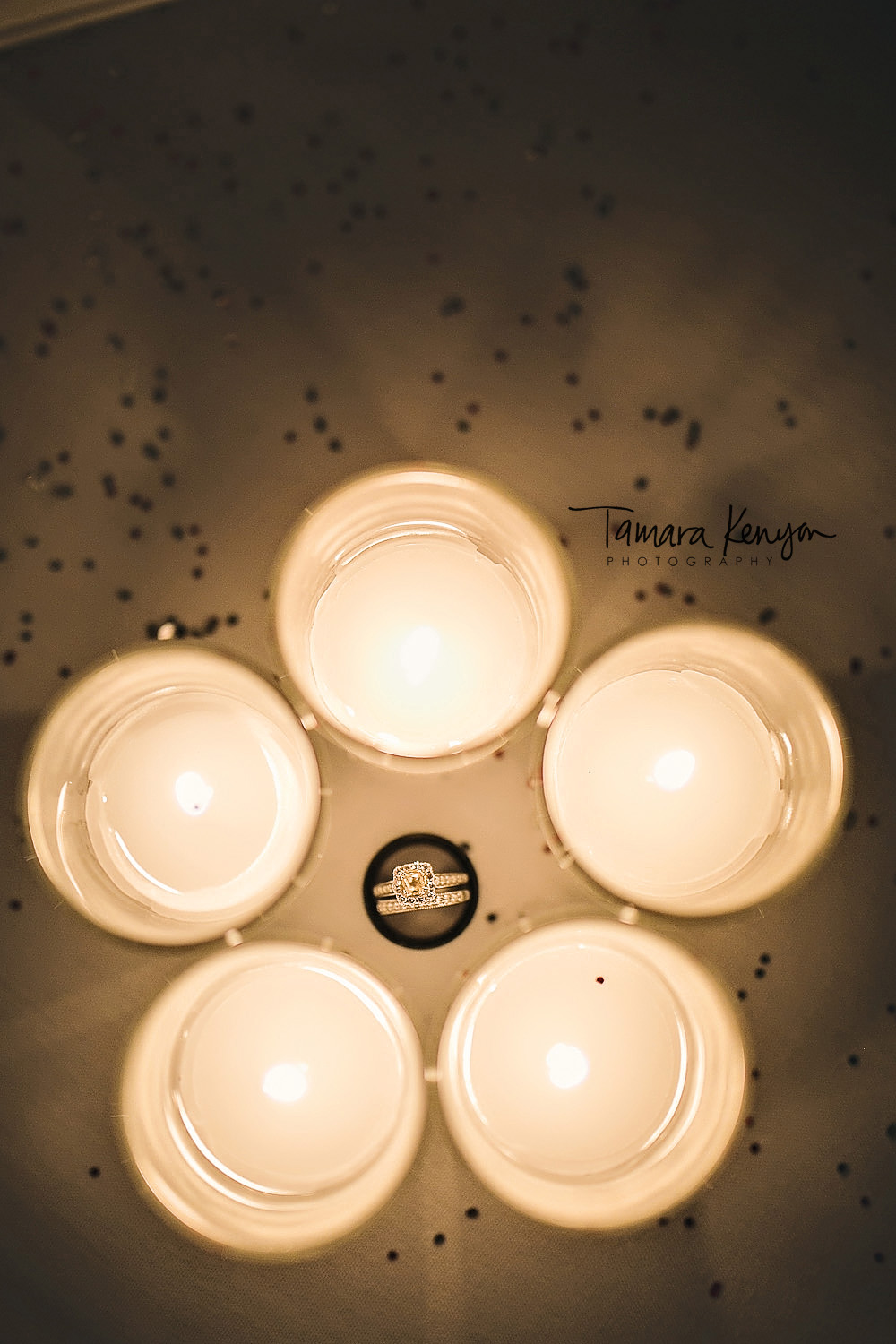 wedding ring photo with candles