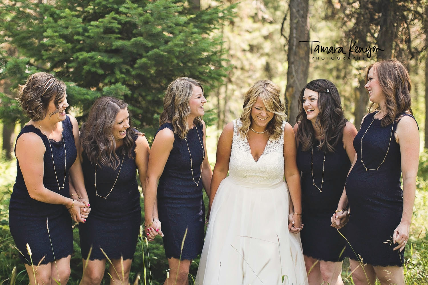 bridal party in the woods idaho