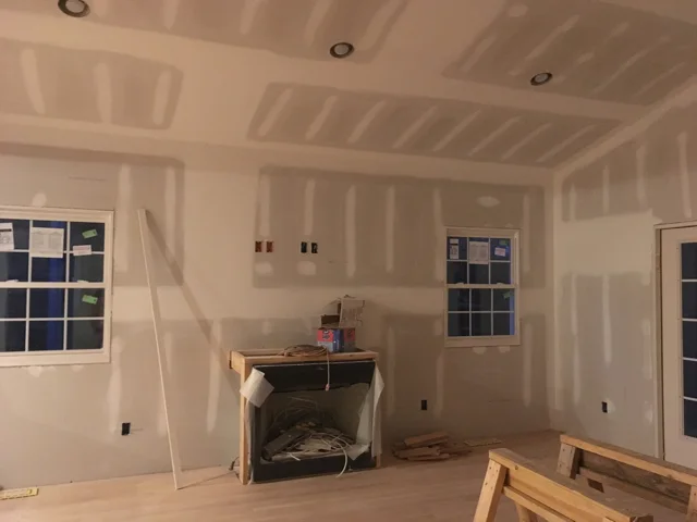 The day drywall went up!