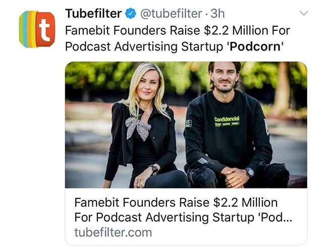 A huge congrats to Agnes and Dave! We announced the first seed round for @famebit (acquired by Google) years ago and are so excited to announce this major news for their new venture, Podcorn! 🔥🔥🔥 #startup #venturecapital #podcasts #podcorn #advert