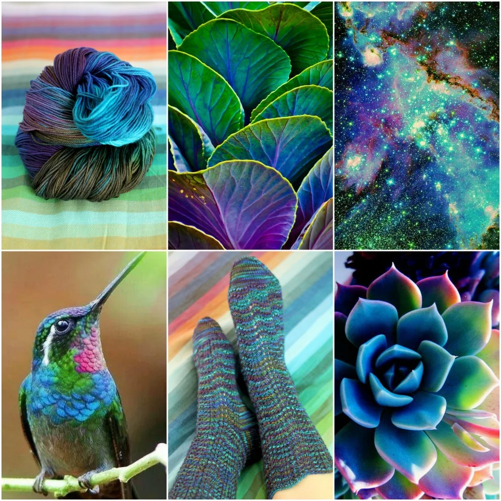 Source: TFA Blue Label in Cosmic, cabbage leaves , the universe , hummingbird , Cosmic Wave socks, succulent . 