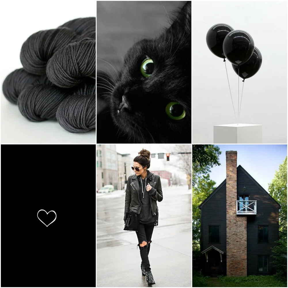 TFA Green Label Aran Weight in Charcoal , c at , balloons , heart , black leather look , black house . 