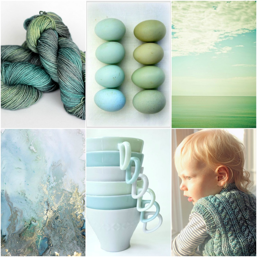 TFA Orange Label in Lotus (a ooak colourway), eggs , sky , abstract art , cups , Rowan's Pembroke vest .