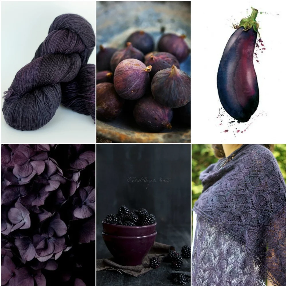 TFA Blue Label in Fig, figs , eggplant watercolour , petals , blackberries , Belmont Stole .