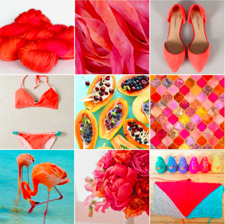 TFA Yellow Label in Papaya , ribbons , shoes , bikini , papaya bowls , tiles , flamingos , flowers , my # TFABlanketKAL WIP.