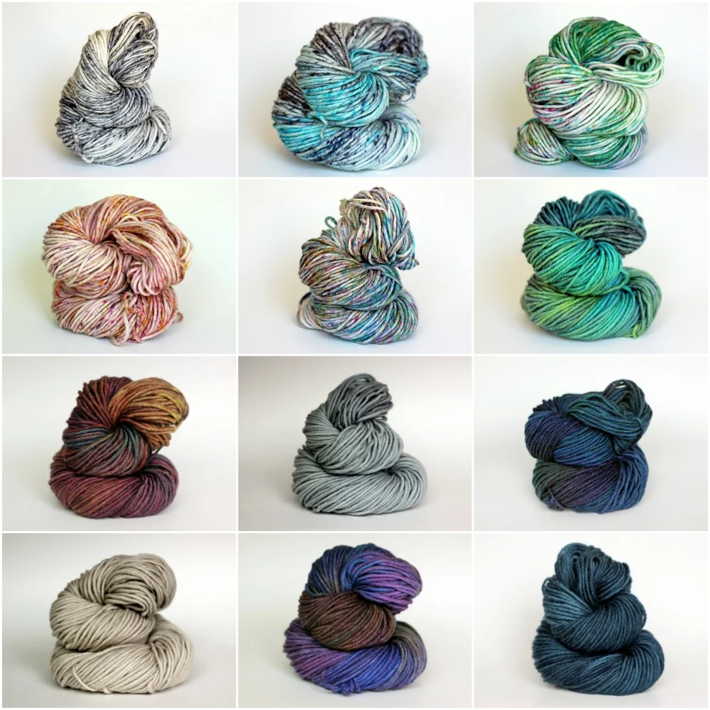 left to right, top to bottom: Silent Movie, Cloudy, Tiki, Bisou, Hummingbird, Lotus, Tartan, Chris Grey, Cosmic Night, Sand, Iris, Ravine.