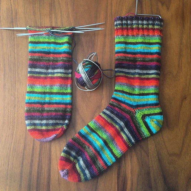 Totally identical socks in progress!