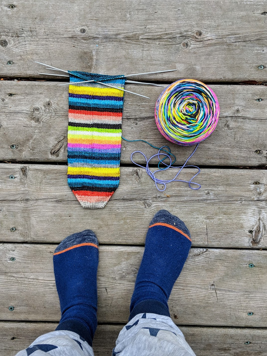 WIP shot of my Trusty Toe Up sock for our Simple Sock KAL curtesy of Rowan!