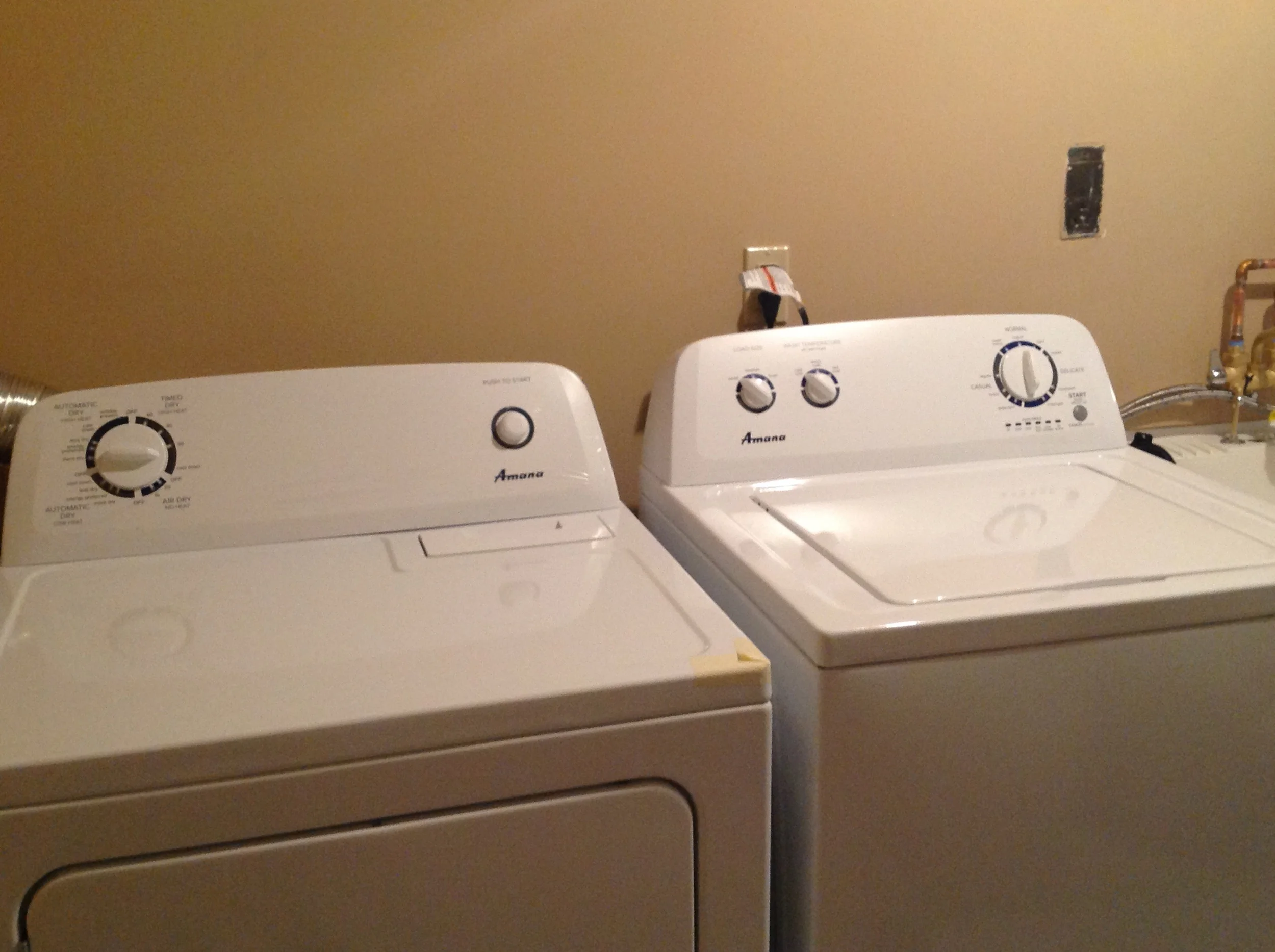  Full laundry with new washer and dryer. 