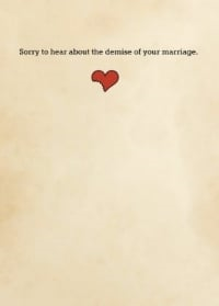 One of the cards in the Break Up & Divorce collection by Special Oddcasions.