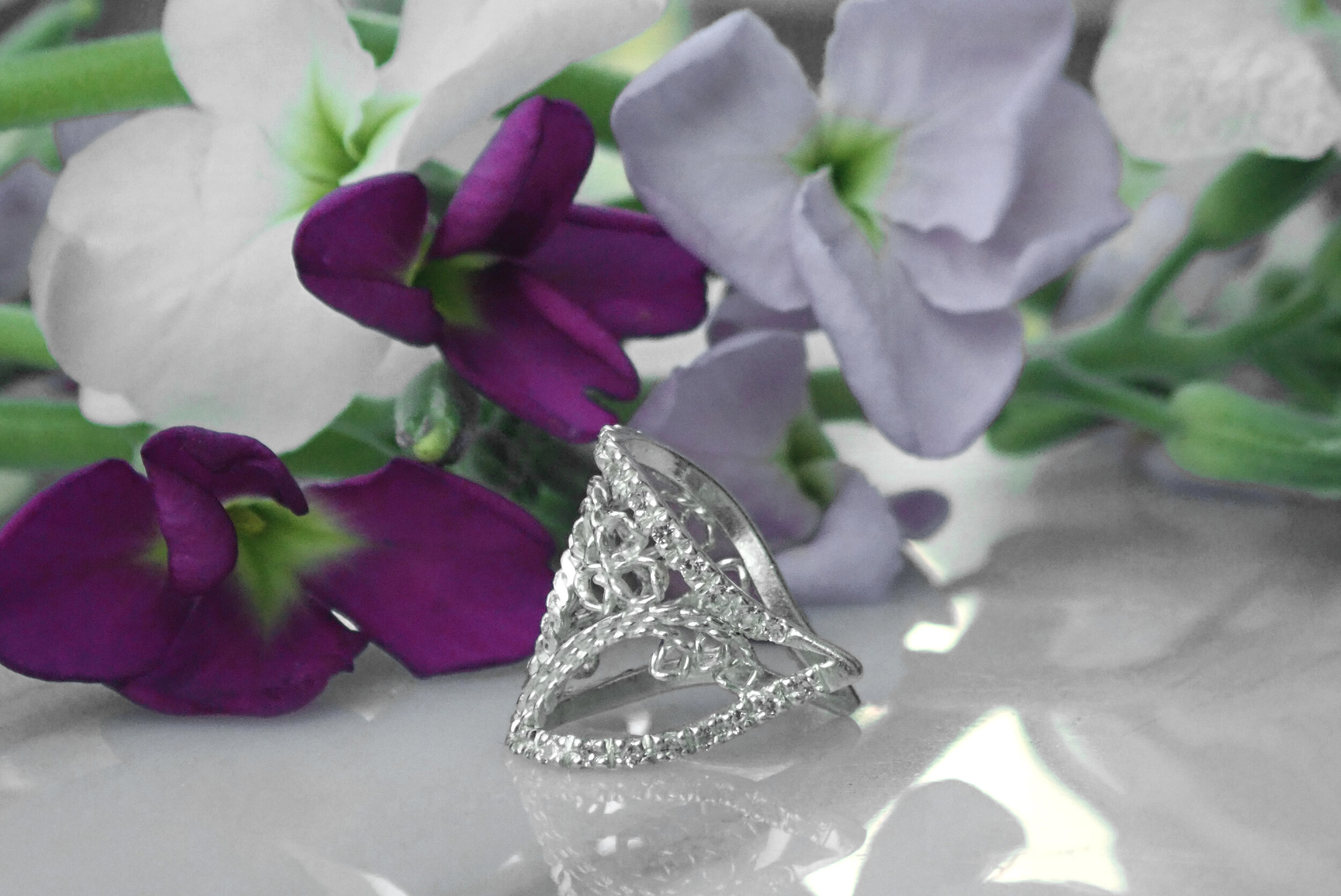 White Sapphire Filigree Earcuff 