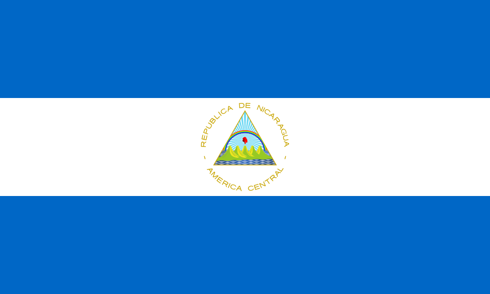 The Nicaraguan flag - it's a magical place with a rainbow and sun symbolizing its bright future.