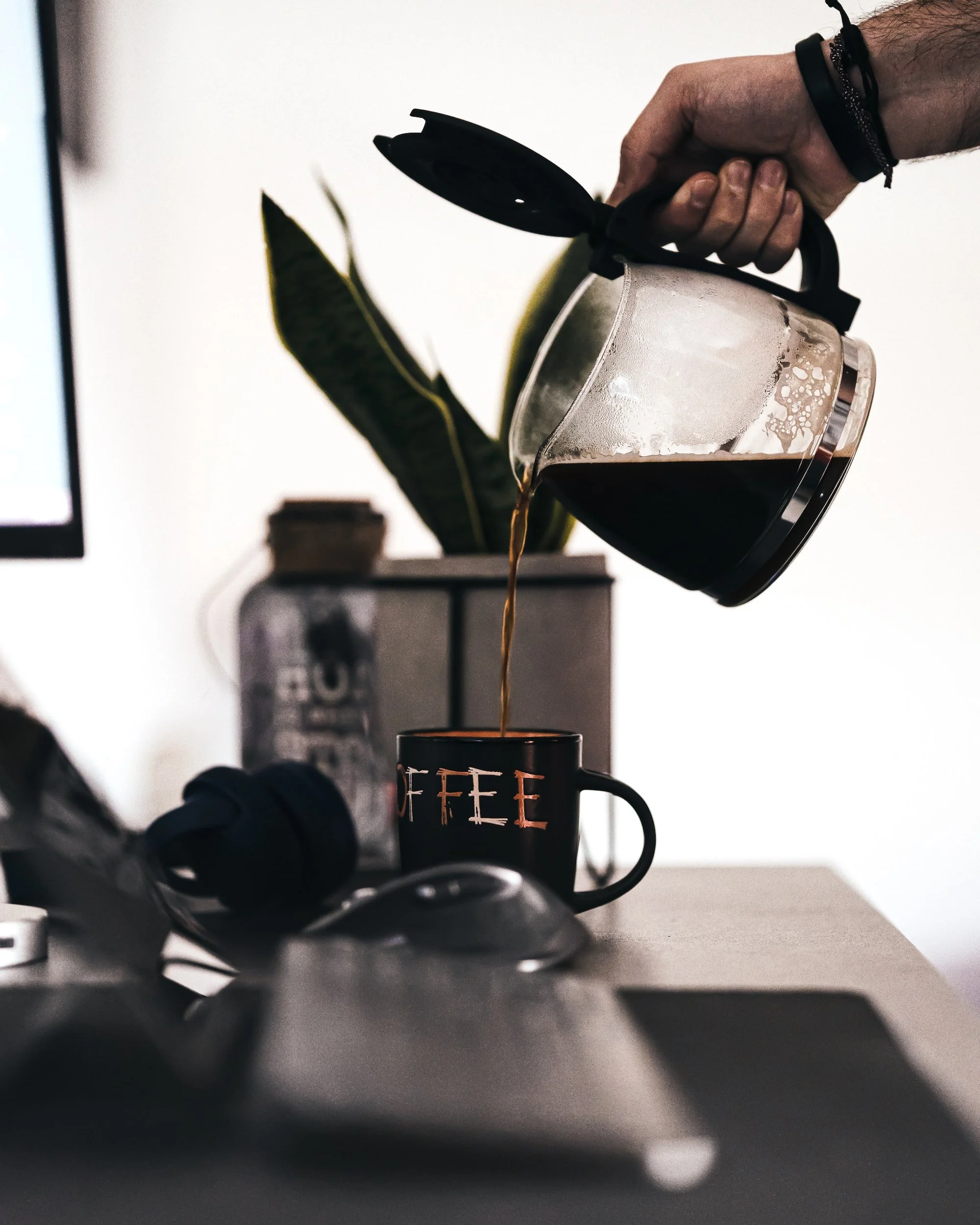 pouring a cup of coffee