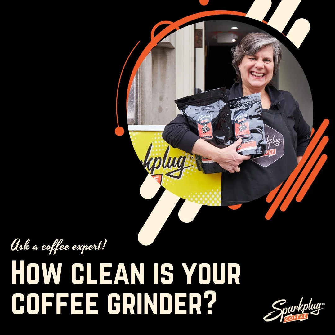 DYK ... over time, coffee oils and residue build up and can start to affect both the taste of your coffee, and performance of your grinder.⁠
⁠
Check out our blog post to find out how to clean YOUR type of grinder:⁠
https://www.sparkplugcoffee.com/the