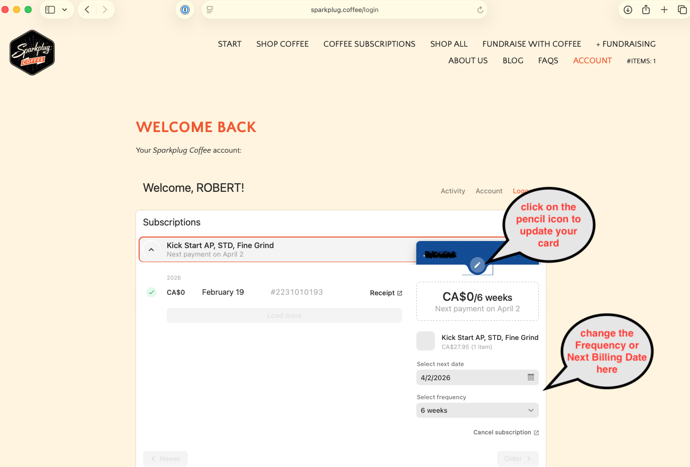 2. Click on the pencil icon