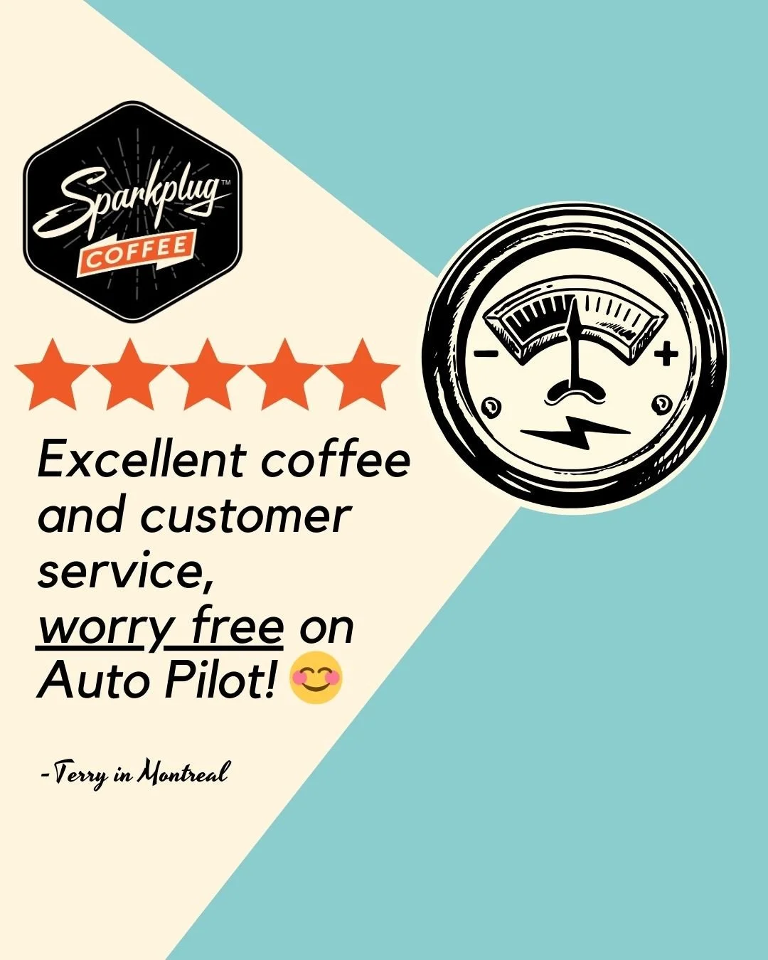 🌟 🌟🌟🌟🌟 from a happy customer! Terry says...⁠
⁠
"I&rsquo;ve been ordering online Sparkplug since I was referred during a Covid lockdown. Excellent coffee and customer service, worry free with Auto Pilot program 😊"⁠
⁠
We do deliver! ⁠
⁠