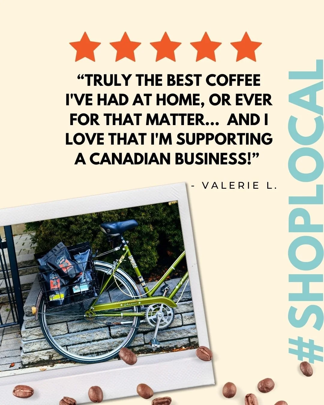 Another  5-Star REVIEW! ⭐⭐⭐⭐⭐⭐⭐⭐⭐⁠
Valerie from Toronto is a new customer and we're SO excited that she's joined us. A previous Starbucks devotee.... we're thrilled that we have swept her of her feet with great coffee and personalized service. ⁠
It's