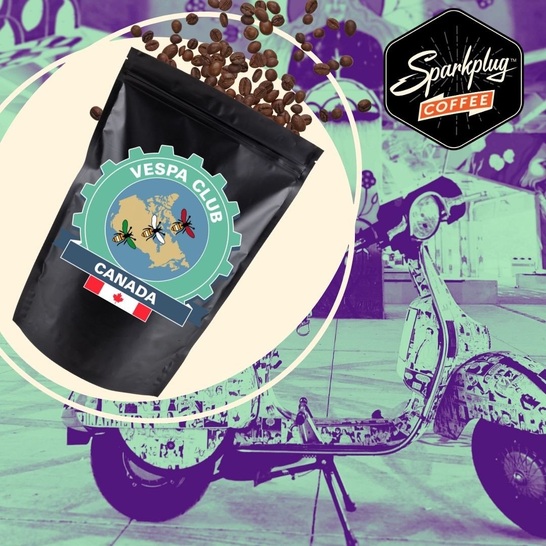 🛵DYK...@SparkplugCoffee is the official coffee for @vespaclubcanada⁠
⁠A MODERN TAKE ON A VINTAGE STYLE ☕️⁠
Our #VespaClubofCanada Coffee is a bold dark roast, Italian-style espresso blend.⁠
⁠
You don't need a patch with this crew to buy this coffee 