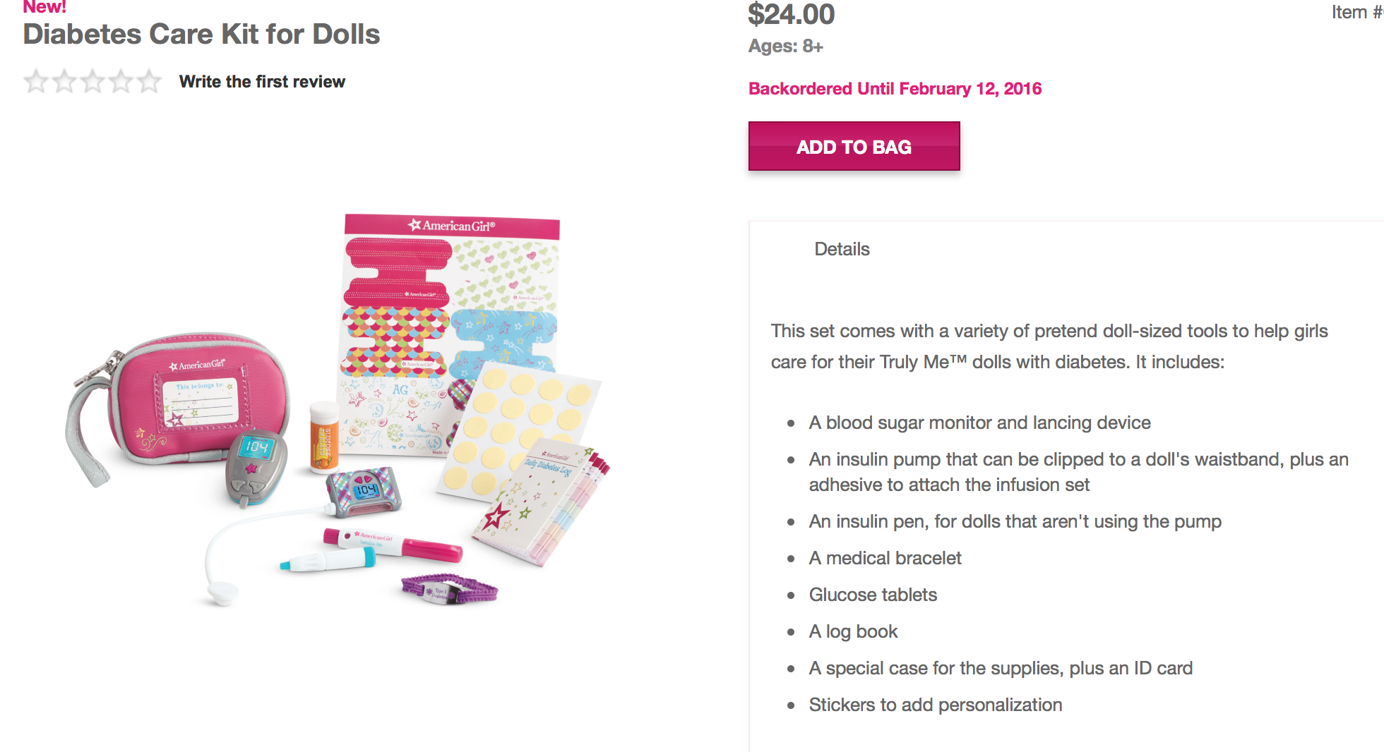 Screenshot from AmericanGirl.com