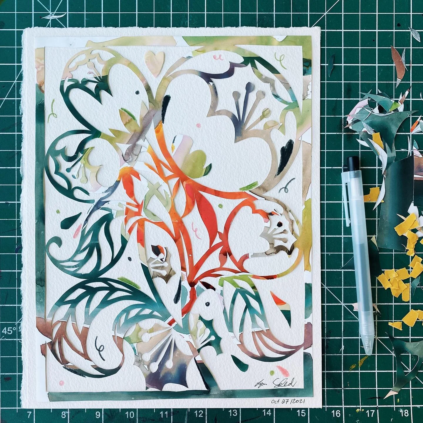 I haven&rsquo;t posted in almost a year! Wow. Here&rsquo;s a paper cutout flower 🌹 #illustration #papercutout