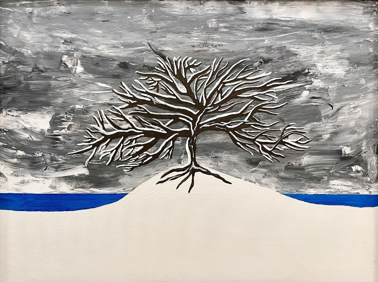 My winter season tree is what today felt like! #winteriscoming #winterseasonpainting #winterinnyc #paintingoftheday #treepainting #wintertreepainting #1of4seasons @marcuskgarcia