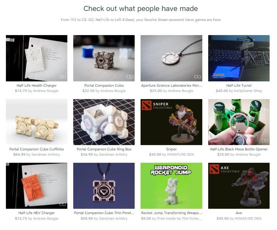 二創萬歲！ Valve 授權粉絲商業販售二創的 3D 列印商品