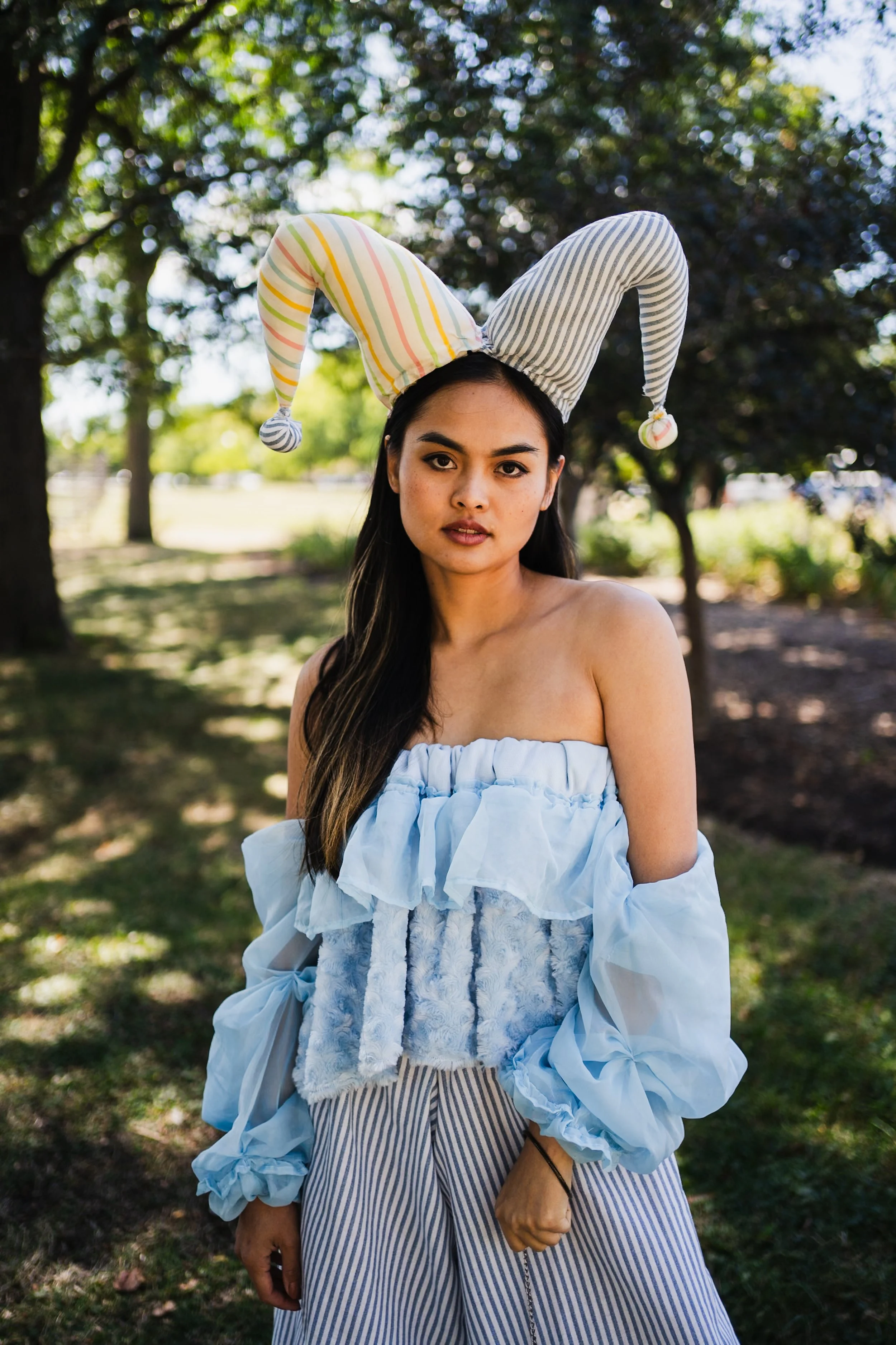 2000s Blue Fuzzy Cyber Ruffle Tube Top