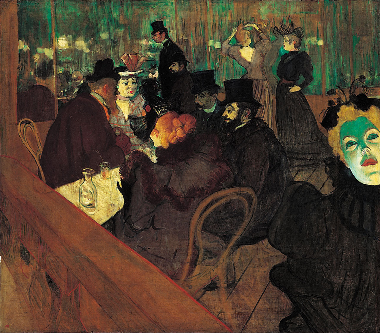 Henri Toulouse-Lautrec, At the Moulin Rouge , 1895, Art Institute of Chicago.