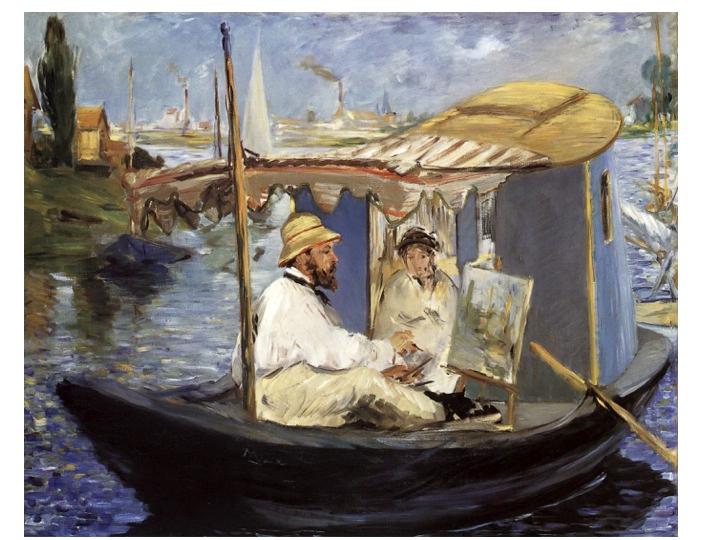 Édouard Manet, Monet working on his boat , 1874, Neue Pinakothek, Munich. 