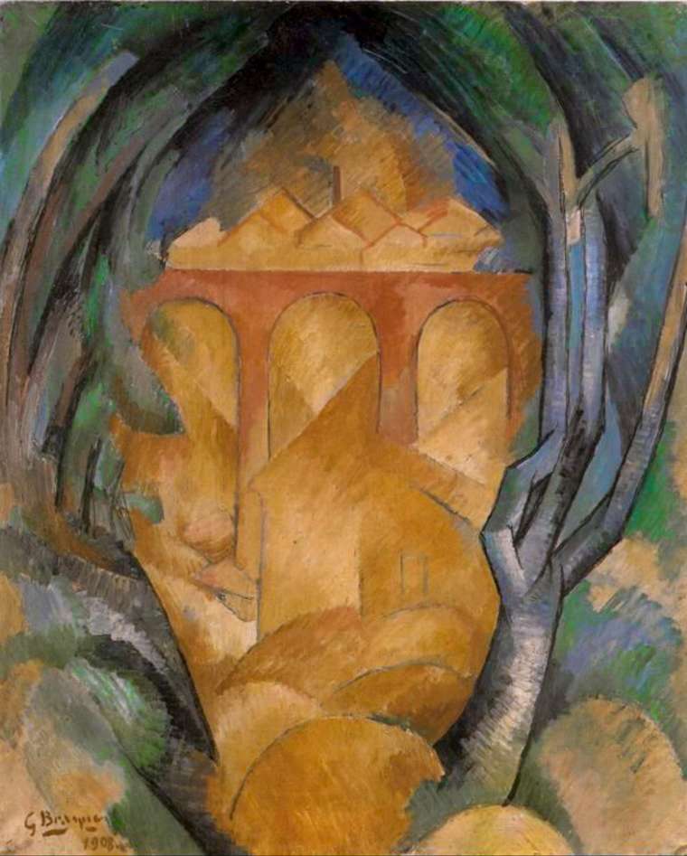Georges Braque, Le Viaduc de L'Estaque (Viaduct at L'Estaque) , 1908, Tel Aviv Museum of Art.