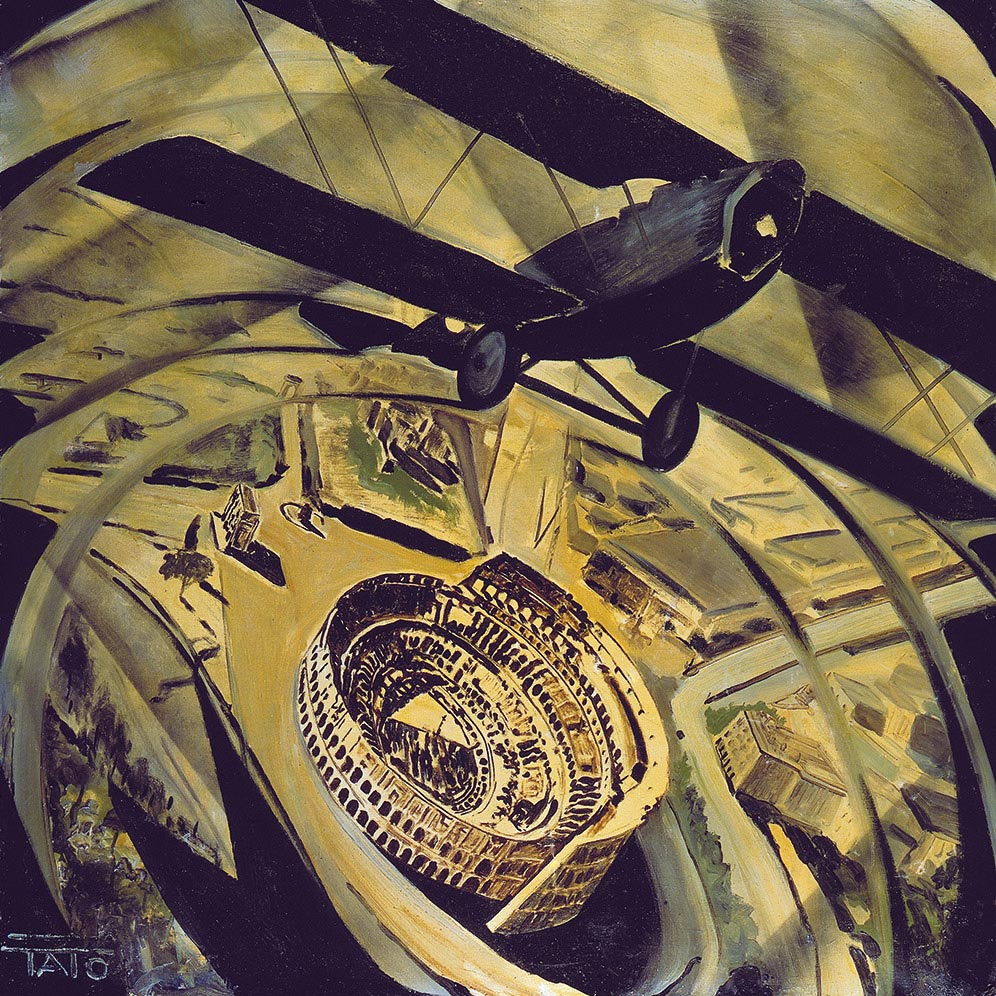 Tato (Guglielmo Sansoni), Flying over the Coliseum in a Spiral (Spiraling) , 1930, Guggenhein Museum, New York. 