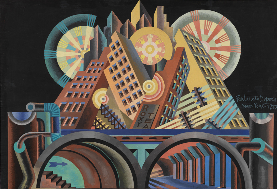 Fortunato Depero, Skyscrapers and Tunnels , 1930, Guggenhein Museum, New York.