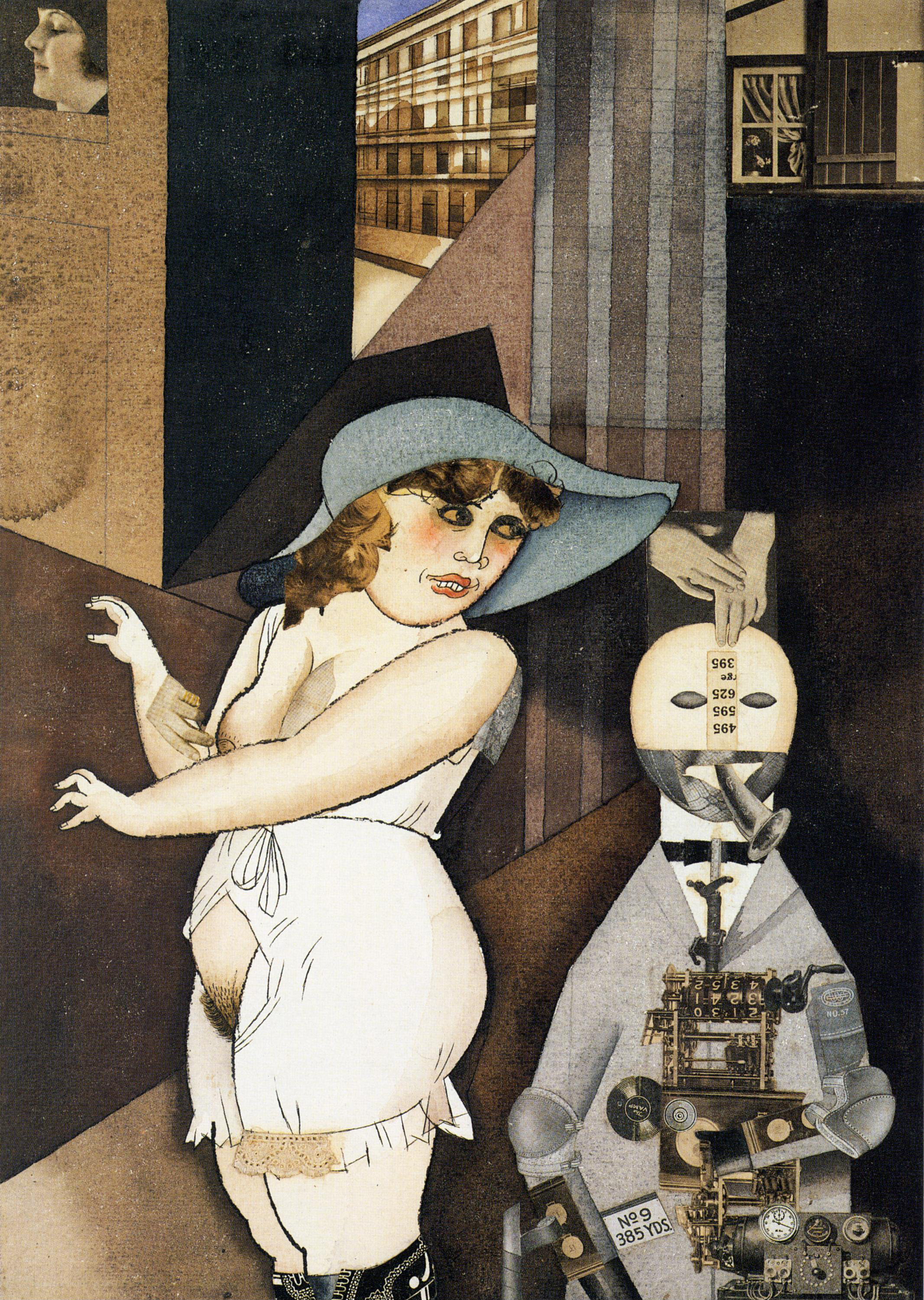 George Grosz, Daum marries her pedantic automaton George in May 1920, John Heartfield is very glad of it , 1920, Berlinische Galerie.