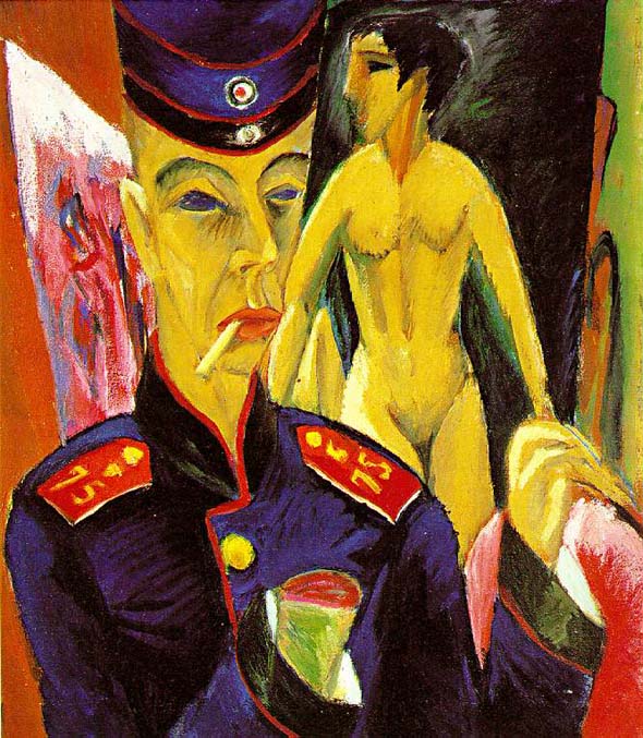 Ernst Ludwig Kirchner, Self-Portrait as a Soldier , 1915, Allen Memorial Art Museum, Oberlin College, Ohio.