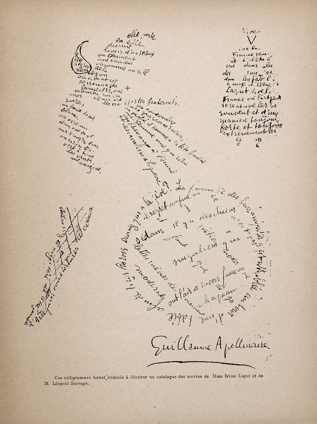 Guillaume Apollinaire, Calligram , 1920.